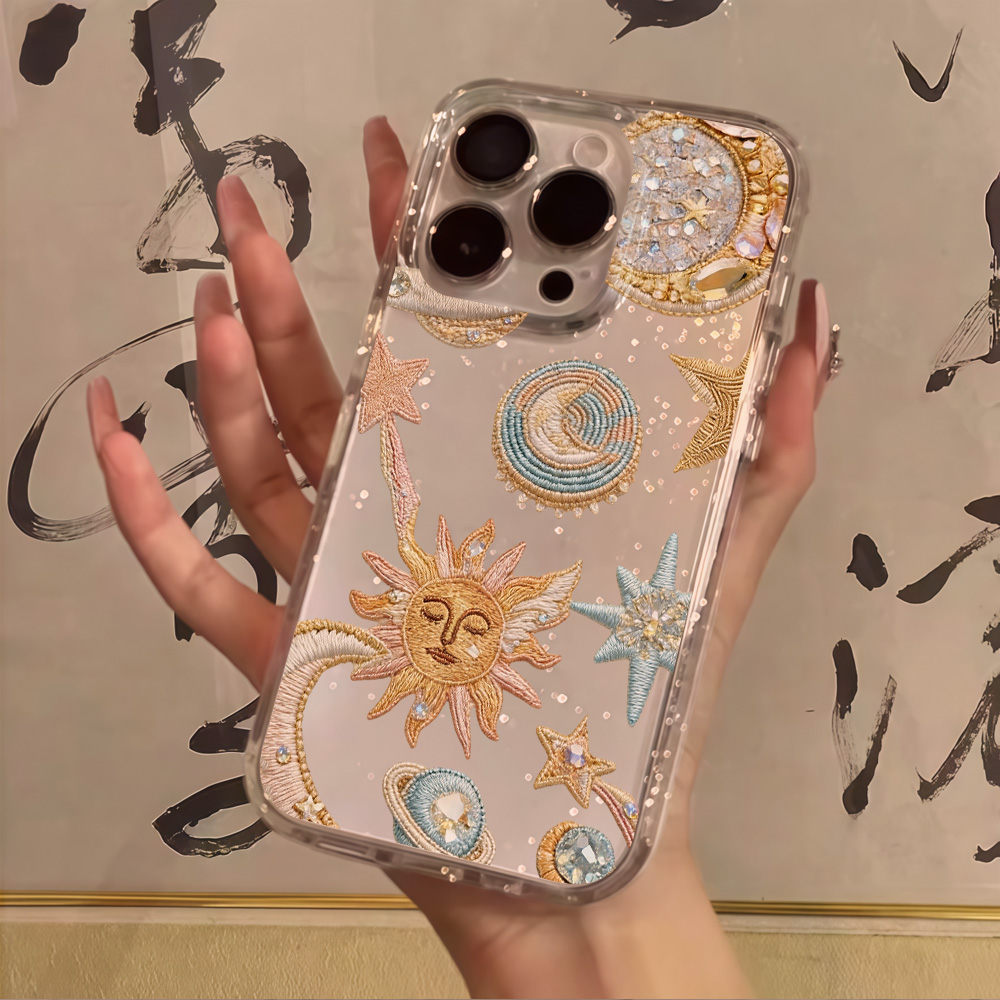 Clear Shockproof Bumper Case - Kreative Sterne-Mond Glitzer-Handyhülle für iPhone 17
