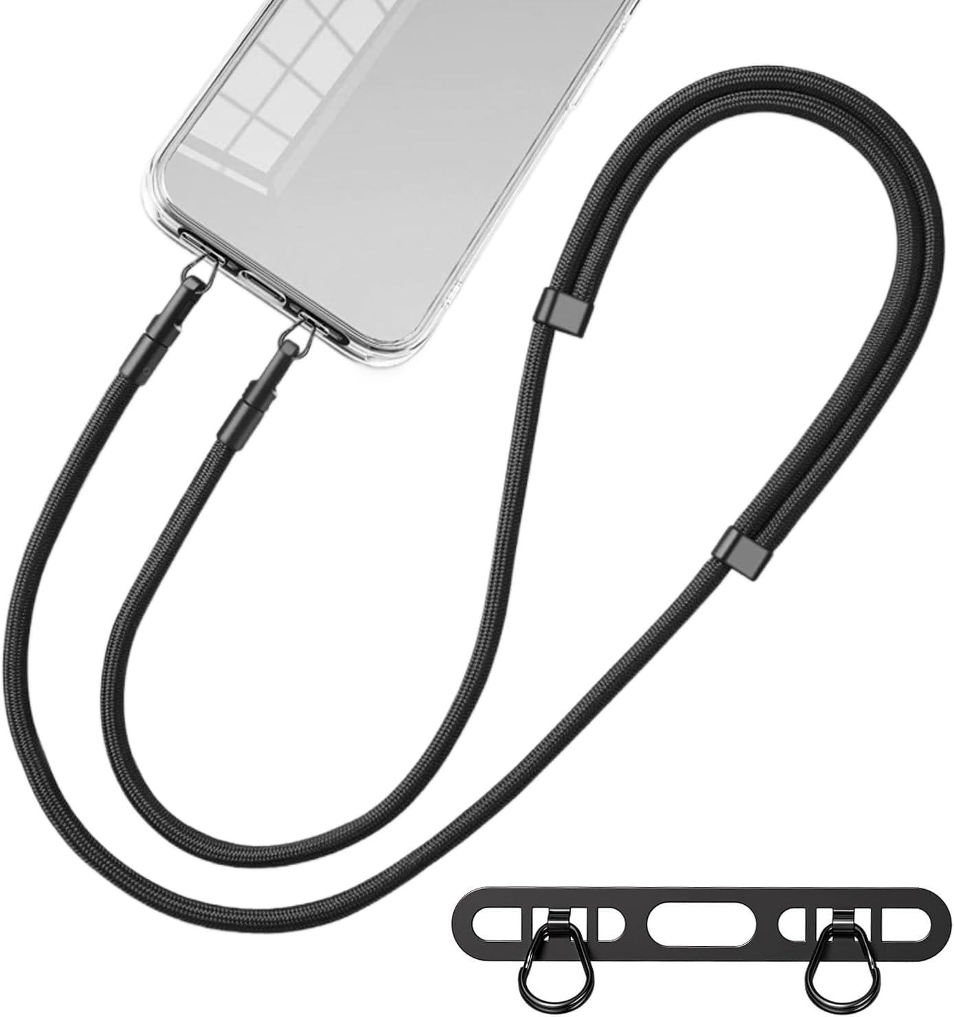 Crossbody Lanyard Neck Strap Case - Handy-Lanyard, verbessertes Lochring mit doppelter Schnalle,