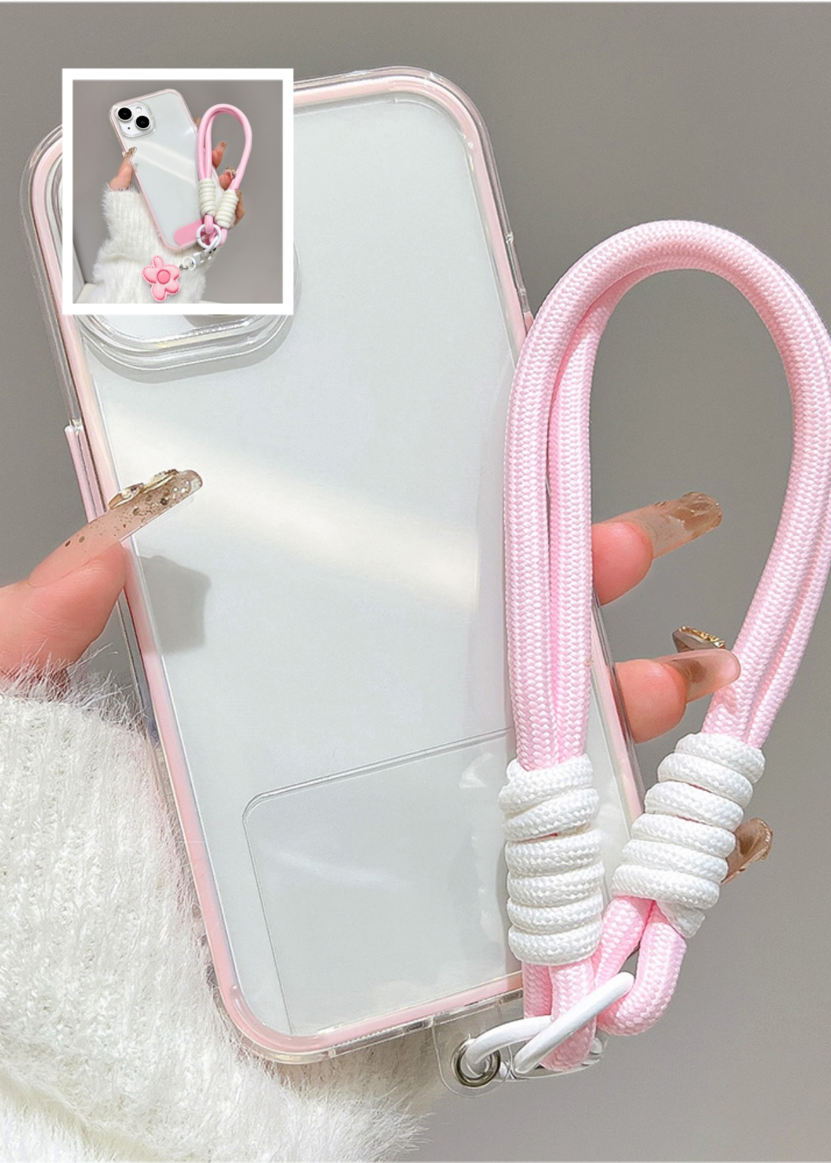 Clear Shockproof Bumper Case - Luxuriöse Handyhülle in Bonbonfarben mit Lanyard