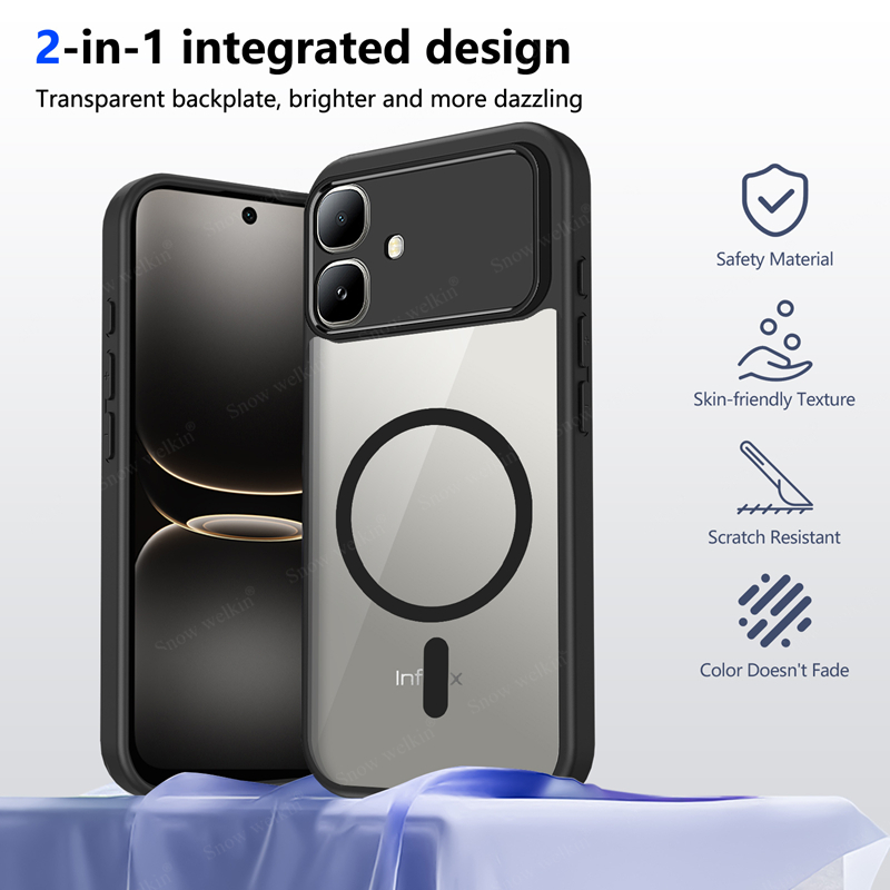 Clear Shockproof Bumper Case - Magnetische transparente Silikonhülle für Infinix Smart