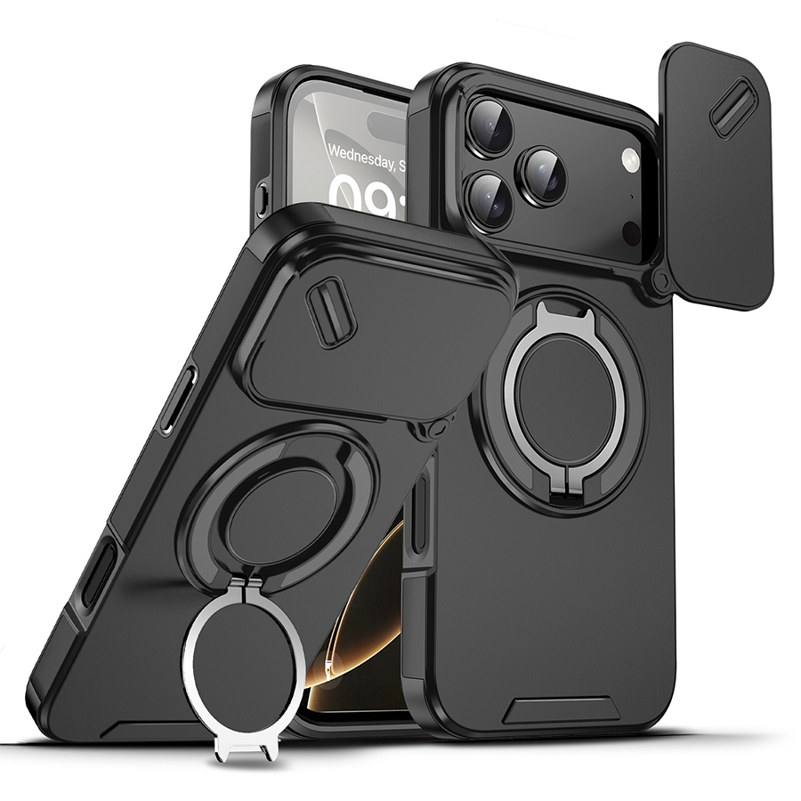 Heavy Duty 360 Full Body Protective Case - Robuste Stoßfeste Magnetische Handyhülle mit Schiebe-Kameraobjektivabdeckung