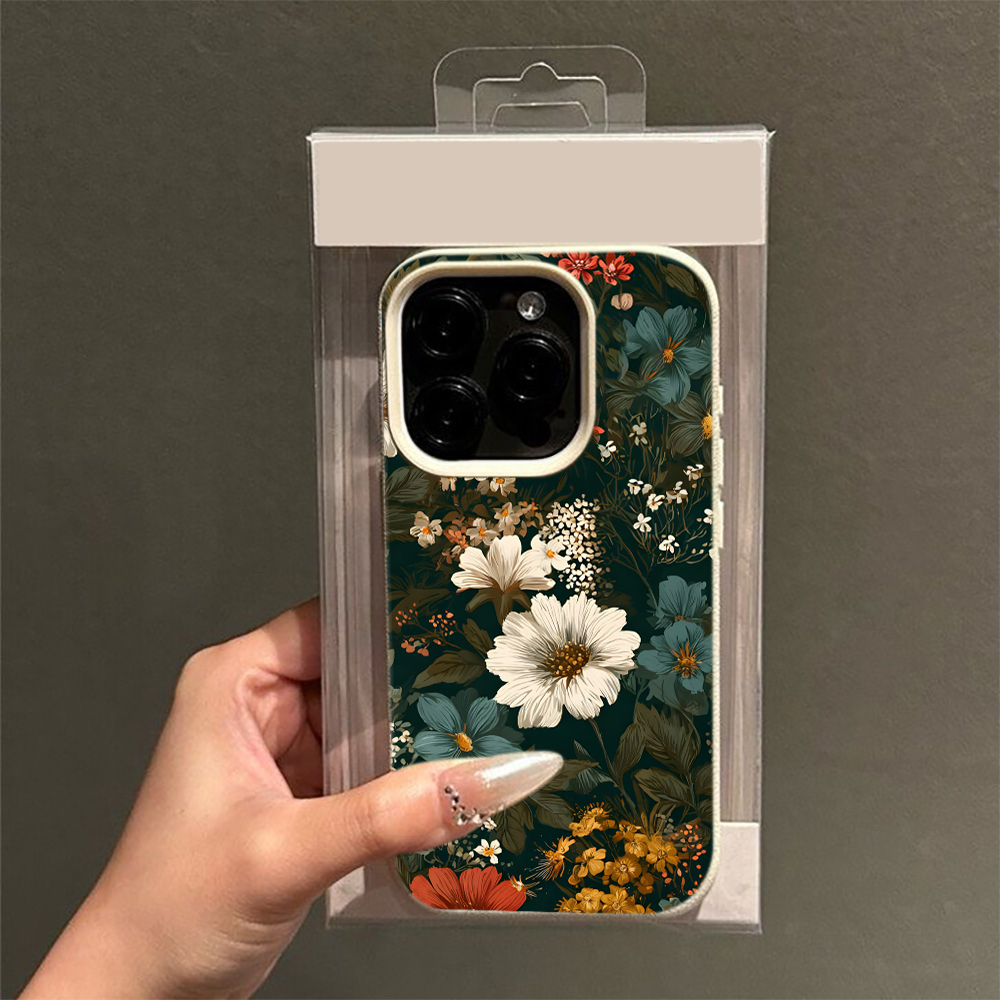 Vintage Floral Pattern Soft Case - Vintage-Handyhülle mit dunklem Blumenmuster für Damen,