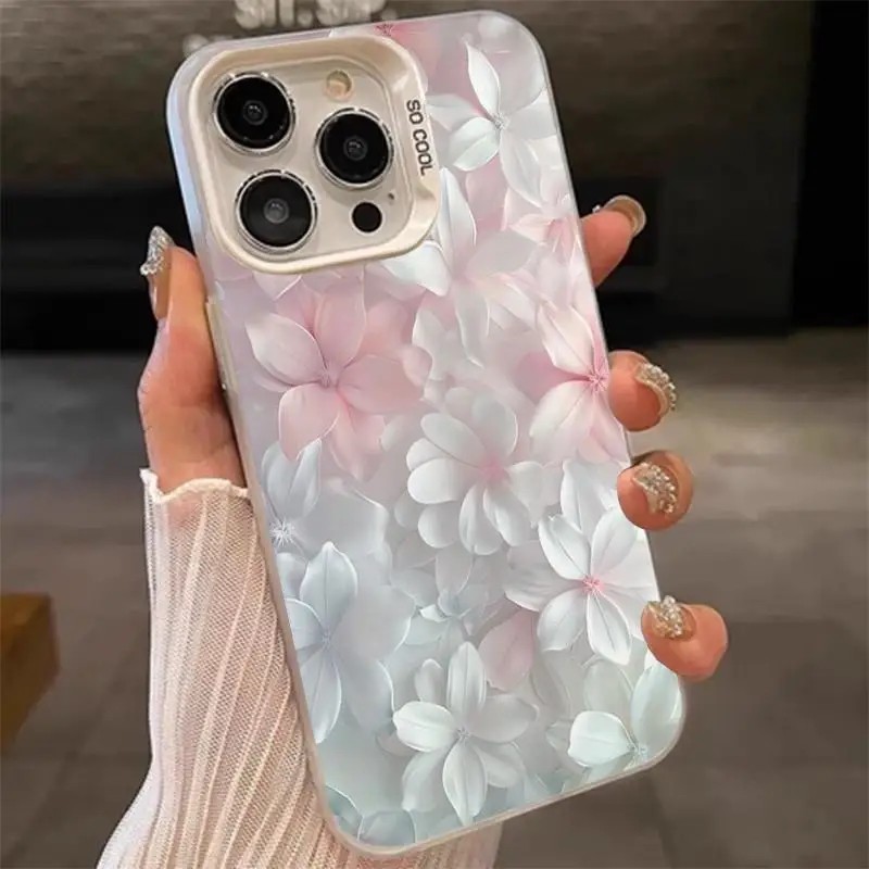 Screen Protectors - Rosa Blumen-Hülle für iPhone 15Pro 17
