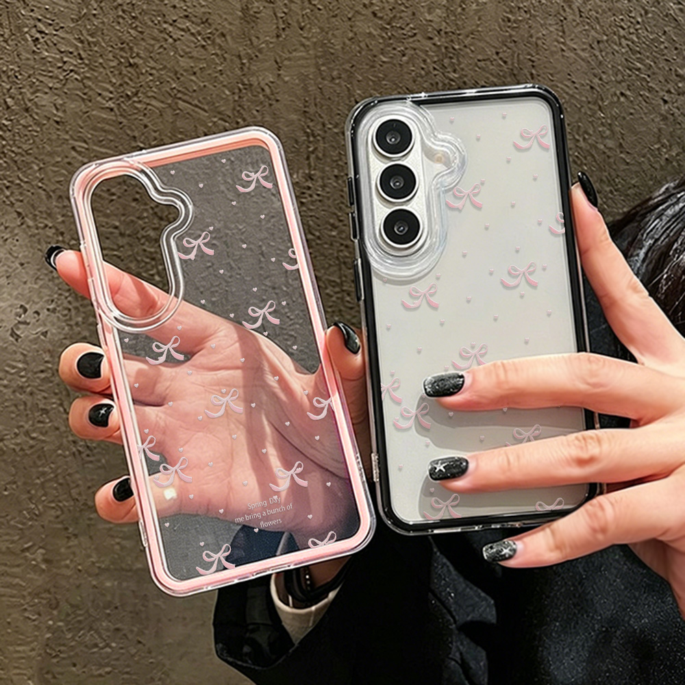 Clear Shockproof Bumper Case - Süße Rosa Schleife Weiche Handyhülle für