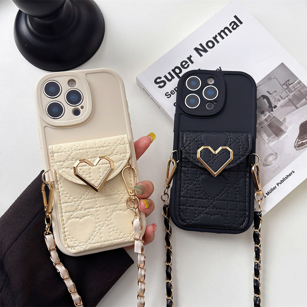 Leather Wallet Card Holder Phone Cover - Umhängetasche, Kartenhalter, Handyhülle für iPhone 17