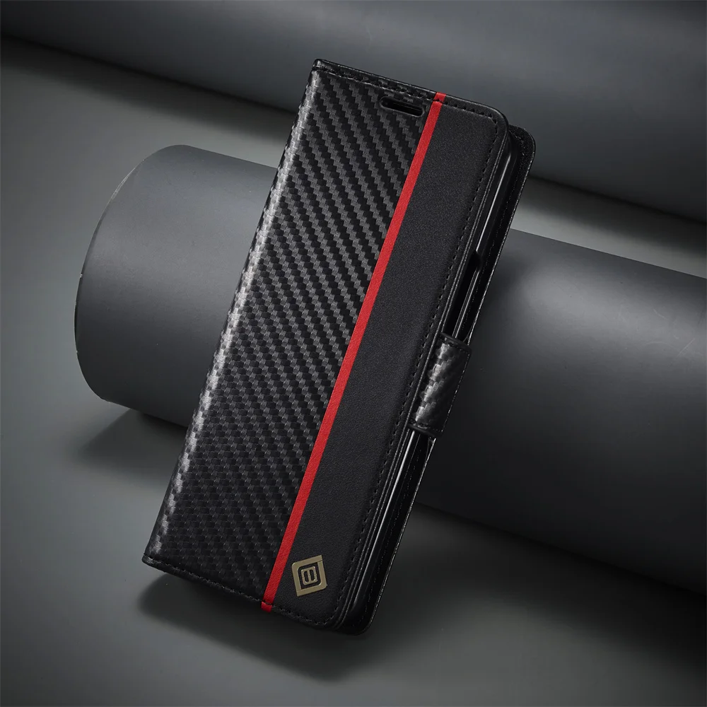Luxus Carbon Fiber PU Leder Ab – Leather Wallet Card Holder Phone Cover Bewertung und Preis