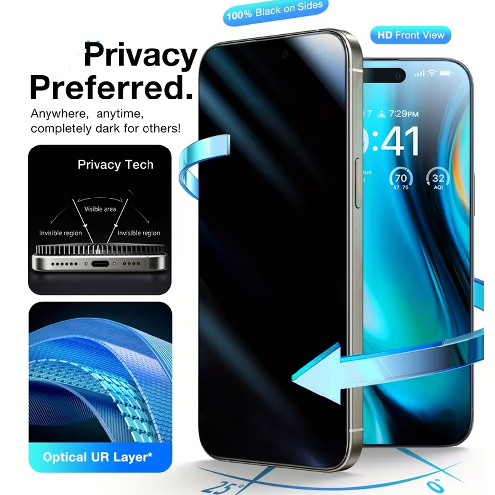 1-5 Stück Anti-Spionage-Displa – Anti Peek Privacy Tempered Glass Bewertung und Preis