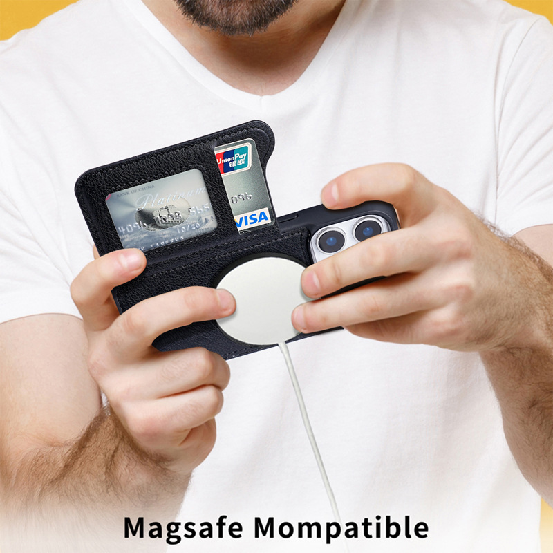 Für Magsafe Magnetische Flip L – Leather Wallet Card Holder Phone Cover Bewertung und Preis