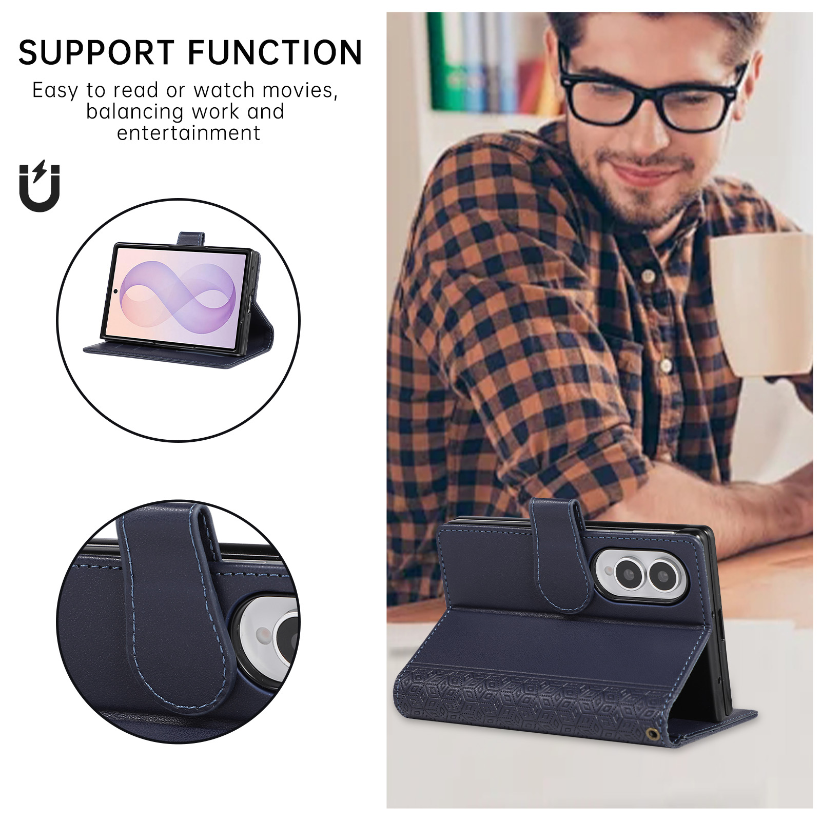 Luxuriöse Business-Lederhülle  – Leather Wallet Card Holder Phone Cover Bewertung und Preis