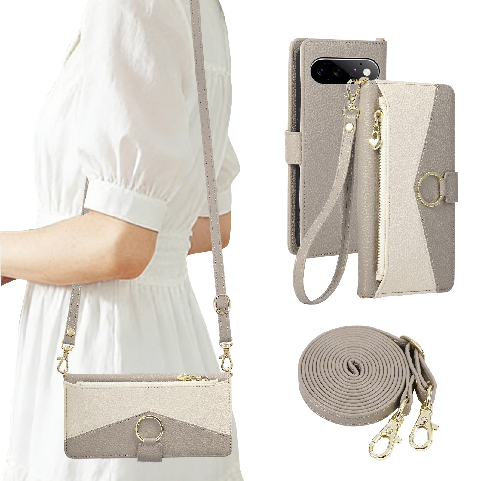 Crossbody-Langband-Flip-Karten – Leather Wallet Card Holder Phone Cover Bewertung und Preis