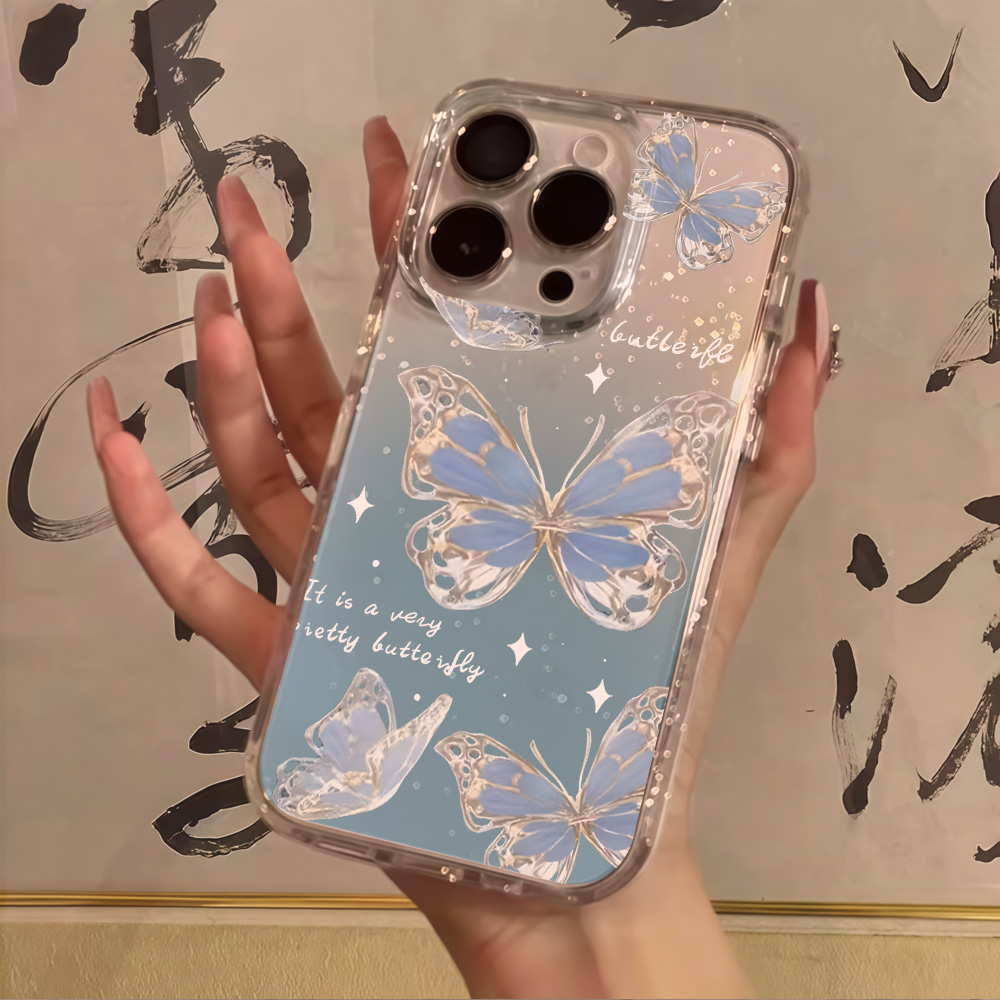 Luxuriöse Blaue Schmetterling  – Clear Shockproof Bumper Case Bewertung und Preis