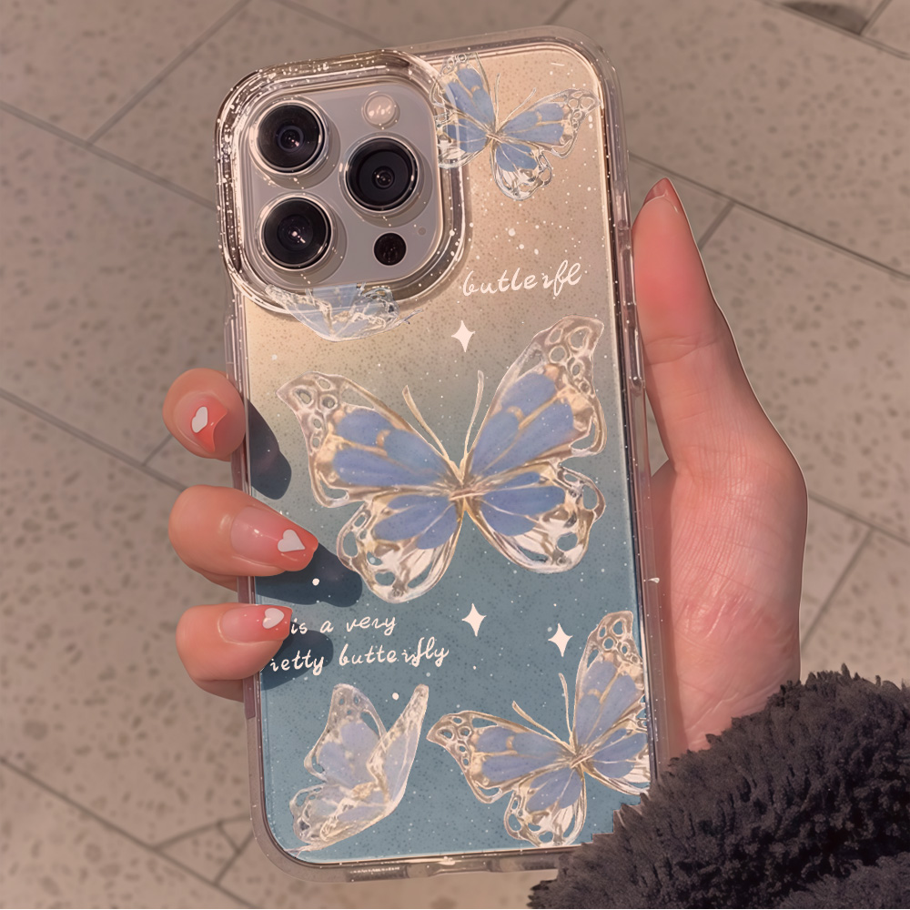 Luxuriöse Blaue Schmetterling  – Clear Shockproof Bumper Case Bewertung und Preis