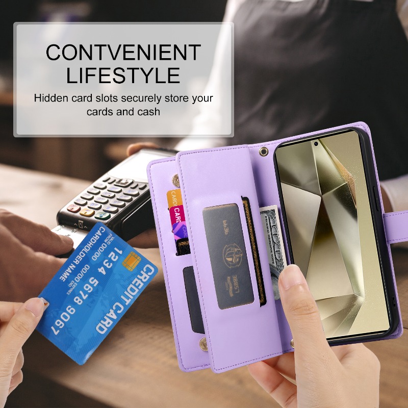 Reißverschluss-Crossbody-Handy – Leather Wallet Card Holder Phone Cover Bewertung und Preis